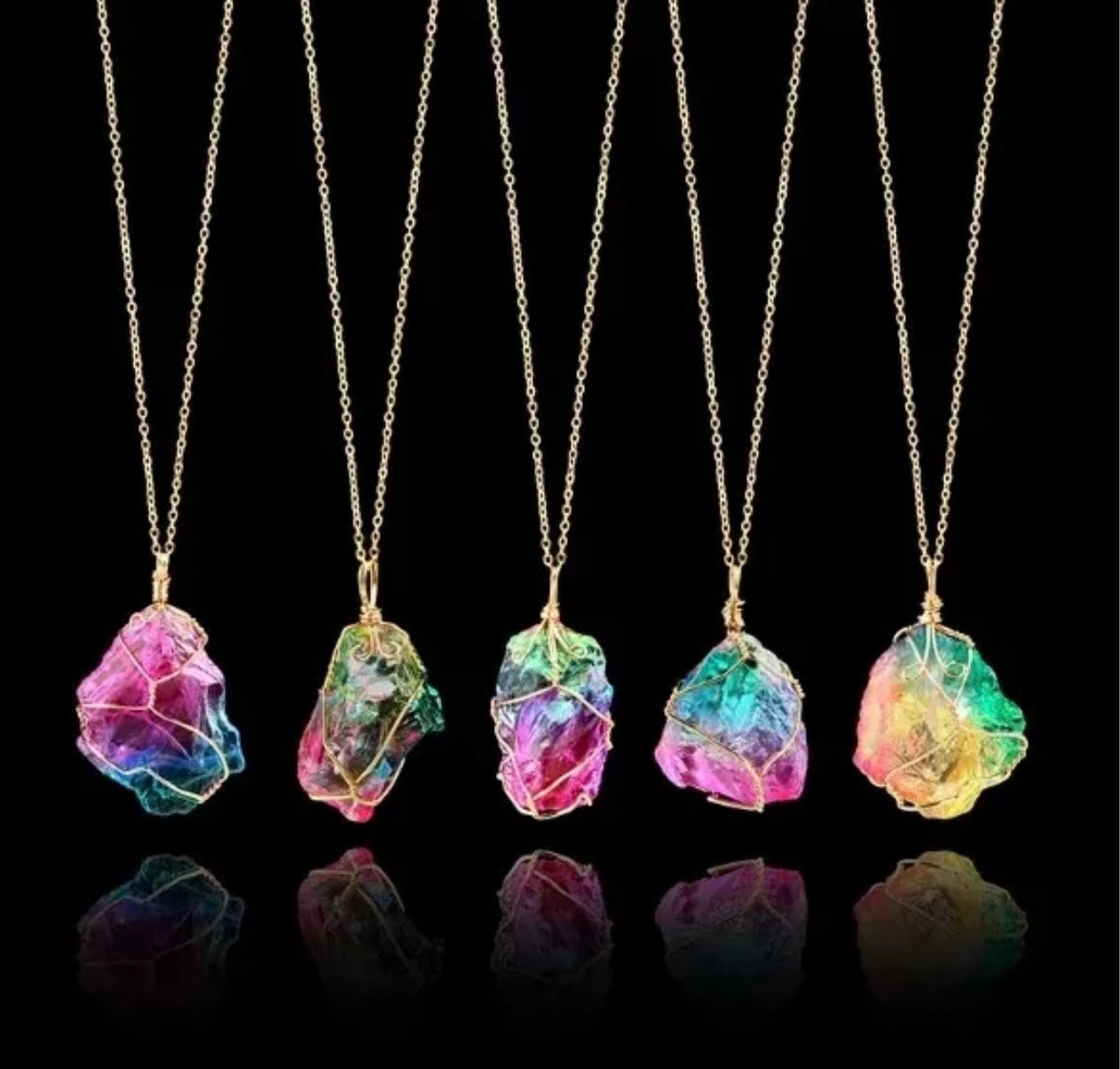 Crystal Stone Necklace (Gold)